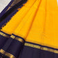Yellow Pure Silk Kanchipuram saree with dark Indigo Rettapet border