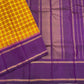 Turmeric Yellow Handwoven Pure Silk Kanchipuram Saree with Kanchi Kattam and Purple Rettapet Border, pallu detail