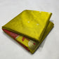 Yellow and red handloom Pattu Silk Chanderi saree draped to show body and border