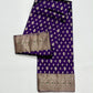 Imperial purple and antique silver butta Pattu Silk Chanderi saree