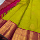 Young mango green rani pink kanchipuram saree – Idam Living Pure Silk Kanchipuram saree