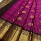 Zari Kattam KanchiPattu silk saree — gold zari checked motif close-up