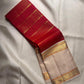 Arakku red Rettapet Kanchipuram silk saree, close-up of horizontal Veldhari zari bands on deep maroon silk