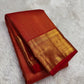 vermilion red Kanchipuram silk saree with zk weave folded view