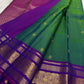 peacock green silk saree zk-yb draped view