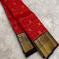 Pure Silk Kanjivaram saree showing Zari Kattam grid weave